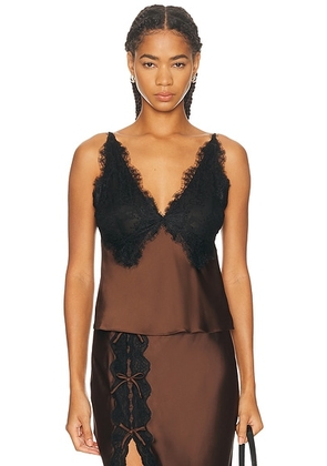 LoveShackFancy Elloryn Top in Chocolate Brown - Brown. Size L (also in M).