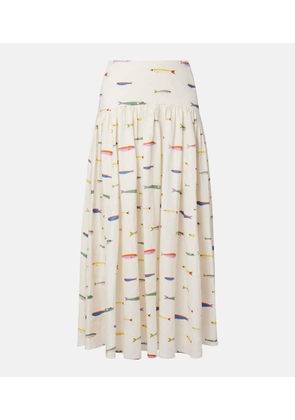 Staud Procida printed linen maxi skirt