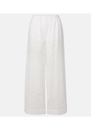 Staud Bonfire eyelet cotton wide-leg pants