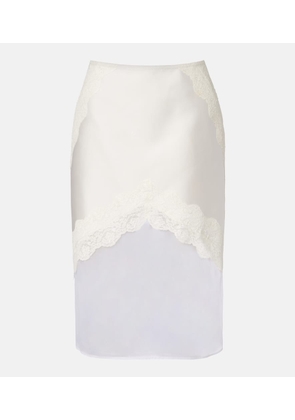 Jil Sander Lace-trimmed satin midi skirt