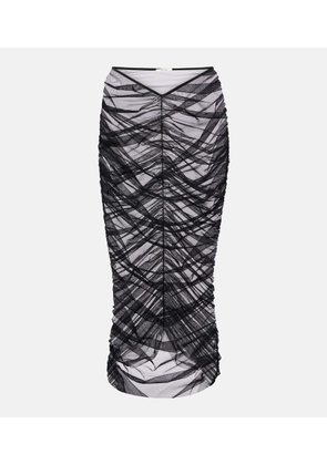 Nensi Dojaka Sheer ruched mesh midi skirt