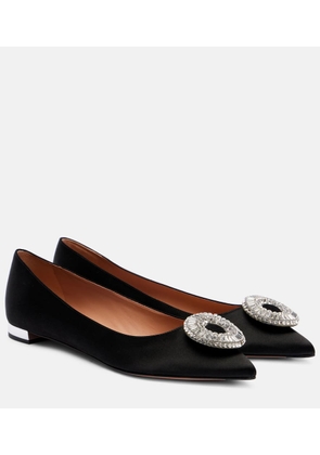 Aquazzura Crystal Hoop satin ballet flats