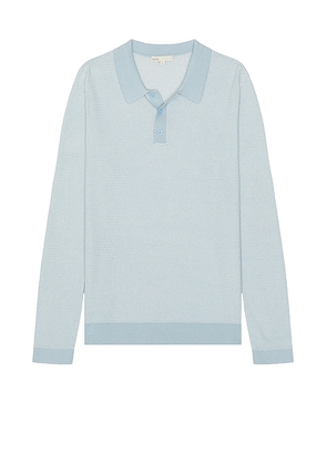 Onia Cotton Textured Knit Long Sleeve Polo in Pale Blue - Baby Blue. Size L (also in ).