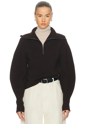 Lemaire Zipped Sweater in Aubergine - Chocolate. Size M (also in ).