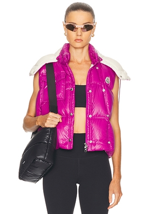 Moncler Pario Vest in Wild Aster - Fuchsia. Size 0/XS (also in 2/M, 3/L).