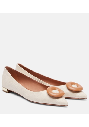 Aquazzura Hoop leather-trimmed ballet flats