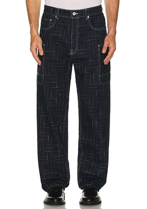 Kenzo Weave Cargo Monkey Fit Jeans in Rinse Blue Denim - Blue. Size 32 (also in 34, 36).