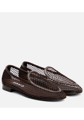 Aquazzura Saint Germain leather-trimmed moccasins