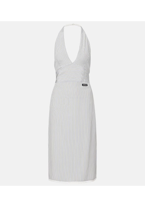 Miu Miu Striped silk crepe de chine midi dress