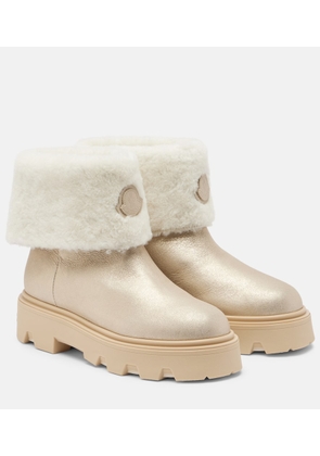 Moncler Aurea shearling-trimmed leather ankle boots