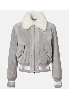Thom Browne Shearling-trimmed suede jacket