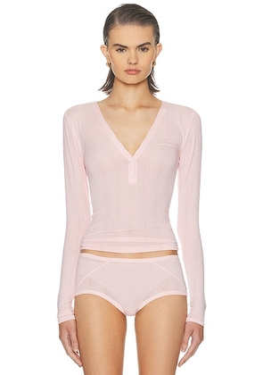 Negative Underwear Whipped Henley in Shell - Pink. Size M (also in XL/1X).