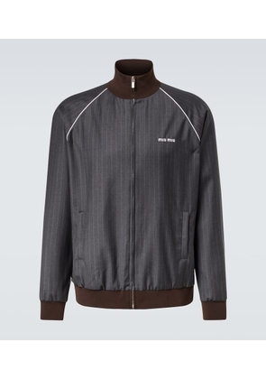 Miu Miu Logo pinstripe virgin wool track jacket