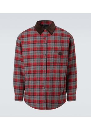 Miu Miu Plaid virgin wool down overshirt