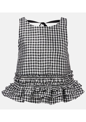 Ganni Gingham ruffled top