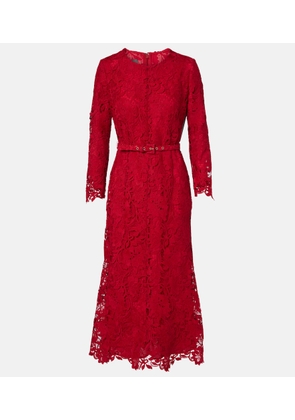 Monique Lhuillier Belted lace midi dress