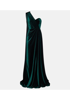 Monique Lhuillier One-shoulder velvet gown
