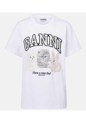 Ganni Printed cotton jersey T-shirt