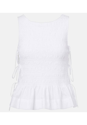 Ganni Shirred cotton top