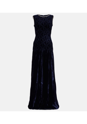 Costarellos Embellished velvet gown