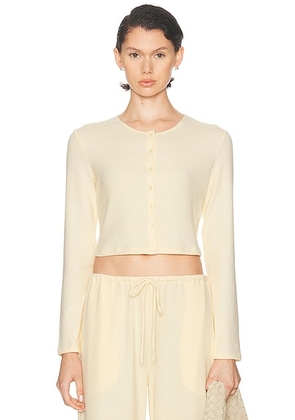 LESET Lauren Crop Cardigan in Vanilla - Cream. Size L (also in S, M).