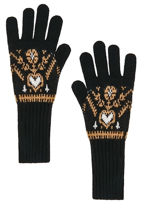 KHAITE Domini Glove in Black & Camel Multi - Black. Size all.