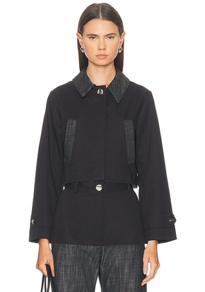 MATTHEW BRUCH Cropped Barn Jacket in Black Cotton Twill - Black. Size L (also in M, S, XS).