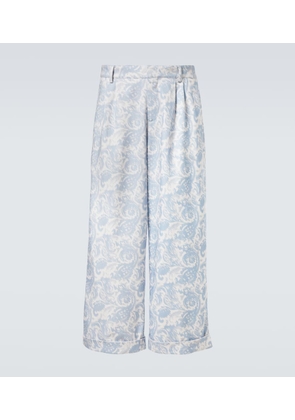Commas Printed cotton-blend wide-leg pants