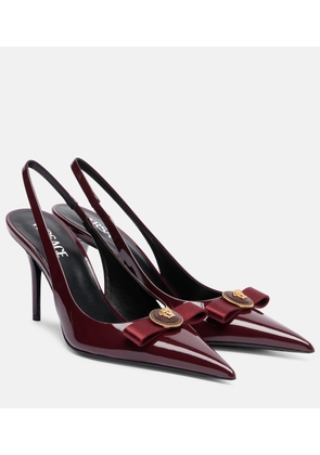 Versace Gianni Ribbon 85 patent leather slingback pumps