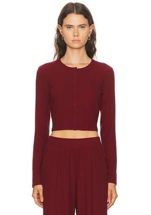 LESET Lauren Crop Cardigan in Pinot - Burgundy. Size S (also in XS).