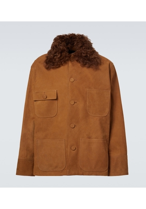 Plan C Shearling-trimmed suede field jacket