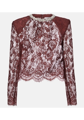 Self-Portrait Embellished lace top