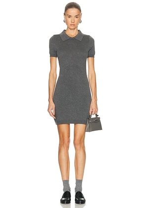 MATTHEW BRUCH Collared T-Shirt Mini Dress in Charcoal Knit - Grey. Size L (also in M, S, XS).