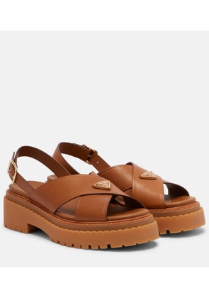 Prada Logo leather sandals