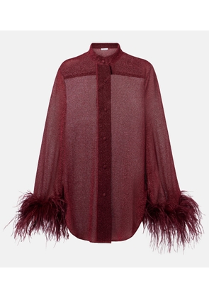 Oseree Lumiere feather-trimmed shirt