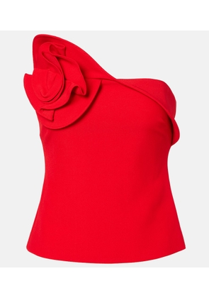 Roland Mouret Floral-applique strapless crepe top