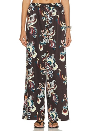 La Porte Esme Drawstring Pant in Coffee Paisley - Brown. Size S (also in XS).