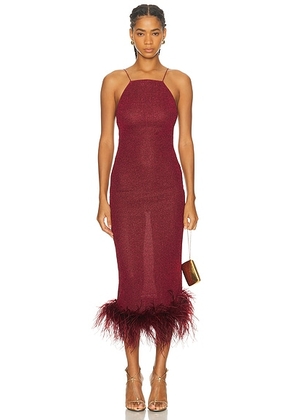 Oseree Lumiere Plumage Long Dress in Burgundy - Burgundy. Size M (also in S).