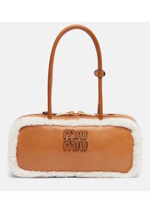 Miu Miu Beau shearling-trimmed leather tote bag