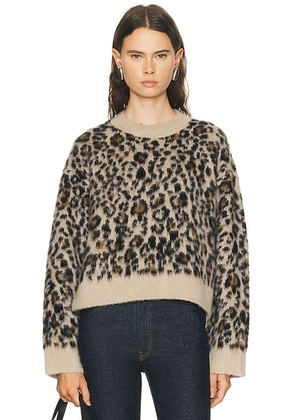 NILI LOTAN Zamira Sweater in Jute Leopard - Brown. Size M (also in XS, S).