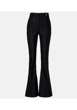 Versace Embellished pinestripe wool flared pants