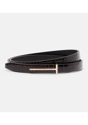 Tom Ford T croc-effect leather belt