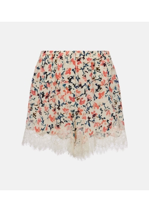 Ulla Johnson Noella floral lace-trimmed silk shorts