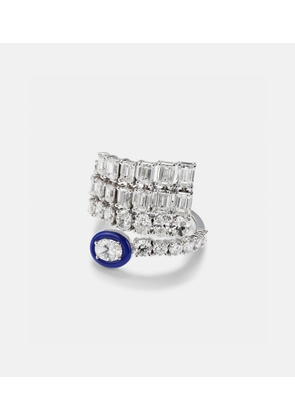 Kamyen 18kt white gold and enamel ring with diamonds