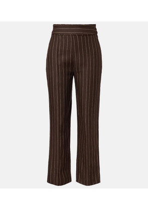 Posse Thea pinstripe high-rise linen pants