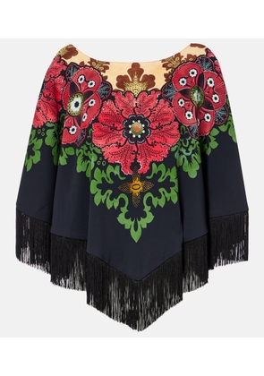 La DoubleJ Printed fringed poncho