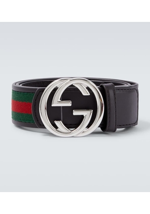 Gucci Interlocking G Web leather belt