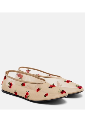 Khaite Marcy embroidered mesh ballet flats