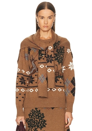 Monse Fair Isle Crewneck Sweater in Khaki - Brown. Size M-L (also in ).