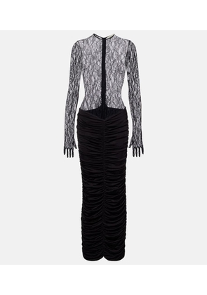 The New Arrivals Ilkyaz Ozel Vivienne ruched lace maxi dress